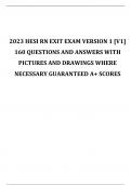 2023 HESI RN EXIT EXAM VERSION 1 [V1] 160 QUESTIONS AND ANSWERS WITH PICTURES AND DRAWINGS WHERE NECESSARY GUARANTEED A+ SCORES