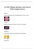 GA EOC Biology Questions And Answers With Complete Success