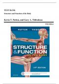 Test Bank - Structure and Function of the Body, 15th Edition (Patton, 2016), Chapter 1-22 | All Chapters