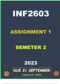 INF2603 ASSIGNMENT 1 DETAILED ANSWERS --SEMESTER 2( DUE SEPTEMBER 2023) 