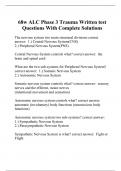 68w ALC Phase 3 Trauma Written test Questions With Complete Solutions