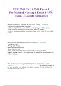 NUR 2349 / NUR2349 Exam 1: Professional Nursing I Exam 1 / PN1 Exam 1 (Latest) Rasmussen