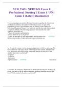 NUR 2349 / NUR2349 Exam 1: Professional Nursing I Exam 1 / PN1 Exam 1 (Latest) Rasmussen