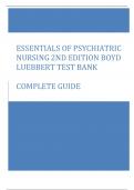Essentials of Psychiatric Nursing 2nd Edition Boyd Luebbert Test Bank complete guide