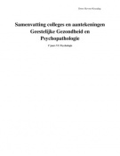 Geestelijke Gezondheidszorg en Psychopathologie colleges samenvatting