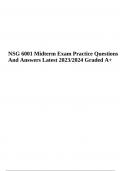 NSG 6001 Midterm Exam Questions And Answers Latest 2023/2024 (100% Verified) 