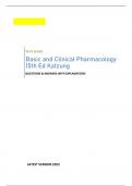 Basic and Clinical Pharmacology 15th Ed Katzung | QUESTIONS & ANSWERS WITH EXPLANATIONS (GRADED A+) | LATEST VERSION 2023