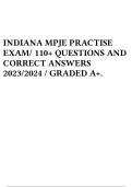 INDIANA MPJE PRACTISE EXAM/ 110+ QUESTIONS AND CORRECT ANSWERS 2023/2024 / GRADED A+.