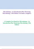 Microbiology: An Introduction Plus Mastering  Microbiology, 13th Edition Test Bank (complete)  A CompleteTest Bank for Microbiology: An  Introduction Plus Mastering Microbiology 13th Edition