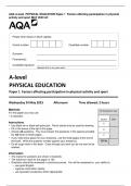 AQA A-level  PHYSICAL EDUCATION Paper 1  Factors affecting participation in physical  activity and sport MAY 2023 QP