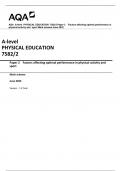 AQA  A-level  PHYSICAL EDUCATION  7582/2 Paper 2    Factors affecting optimal performance in  physical activity and  sport Mark scheme June 2023 