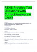 REHS Practice Test Questions with Correct Answers A Grade 
