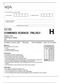 AQA GCSE COMBINED SCIENCE TRILOGY Higher Tier Chemistry Paper 2H June 2023