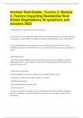 Humber Real Estate - Course 2, Module 4, Factors Impacting Residential Real Estate Negotiations| 36 questions and answers 2023.docx