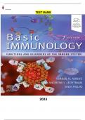 Test Bank - Basic Immunology-Functions and Disorders of the Immune System 7th Edition by Abul K. Abbas, Andrew H. Lichtman & Shiv Pillai- Complete, Elaborated and Latest Test Bank. ALL Chapters (1-12) Included and Updated for 2023