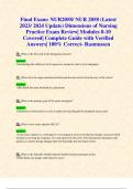 Final Exam: NUR2058/ NUR 2058 (Latest 2023/ 2024 Update) Dimensions of Nursing Practice Exam Review| Modules 8-10 Covered| Complete Guide with Verified Answers| 100% Correct- Rasmussen