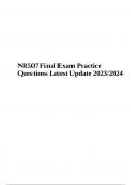 NR 507 / NR507 Final Exam Practice Questions Latest Update 2023/2024