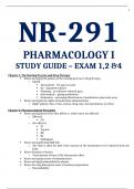 NR-291 PHARMACOLOGY I STUDY GUIDE – EXAM 1, 2 & 4