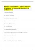Medical Terminology - The Introduction to Medical Terminology |79 questions and answers.