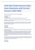 Utah Real Estate General Sales Exam Questions with Correct Answers 2023-2024