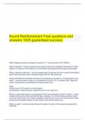 Sound Reinforcement Final questions and answers 1005 guaranteed success.