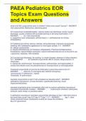 PAEA Pediatrics EOR  Topics Exam Questions  and Answers