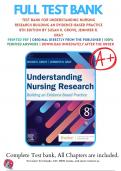 Test Bank For Understanding Nursing Research Building an Evidence-Based Practice 8th Edition By Grove (2023 - 2024), 9780323826419, Chapter 1-14 Complete Questions and Answers A+ 