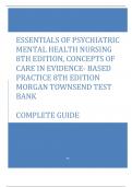Essentials of Psychiatric Mental Health Nursing 8th Edition Concepts of Care in Evidence- Based Practice 8th Edition Morgan Townsend Test  Complete Guide