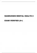 RASMUSSEN MENTAL HEALTH 2 EXAM VERIFIED (A+)
