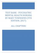 Psychiatric Mental Health Nursing by Mary Townsend Test Bank  (9th Edition, 2017) complete guide