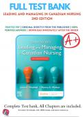 Test Bank Yoder-Wise's Leading and Managing in Canadian Nursing 2nd Edition by Waddell Chapter 1-32 | All Chapters