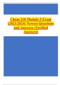 Chem 210 Module 5 Exam (2023/2024) Newest Questions and Answers (Verified Answers)