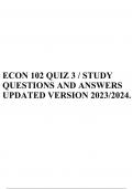 ECON 102 QUIZ 3 / STUDY QUESTIONS AND ANSWERS UPDATED VERSION 2023/2024.