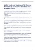 LUOA 9th Grade Health and P.E Midterm Exam Study Guide 2023 Questions and Answers Solved