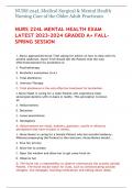 NURS 224L MENTAL HEALTH EXAM LATEST 2023-2024 GRADED A+ FALL-SPRING SESSION