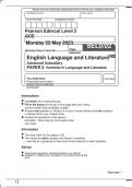 Pearson Edexcel Level 3 GCE English Language and Literature Advanced Subsidiary PAPER 2: Varieties in Language and Literature june 2023