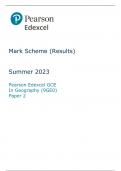 EDEXCEL A LEVEL GEOGRPAHY PAPER 2 WITH MARK SCHEME 2023