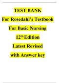 TEST BANK For Rosedahl’s Testbook For Basic Nursing 12th Edition Latest Revised with Answer key
