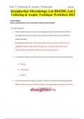 Straighterline Microbiology Lab BIO250L Lab 2 Culturing & Aseptic Technique Worksheet 2023