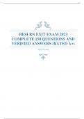 HESI RN EXIT EXAM 2023 COMPLETE 150 QUESTIONS AND VERIFIED ANSWERS (RATED A+)