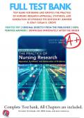 Test Bank for Burns and Groves the Practice of Nursing Research 9th Edition 9780323673174 | All Chapters with Answers and Rationals