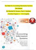 TEST BANK For Accounting Information Systems, 15th Edition By Marshall B. Romney, Paul J. Steinbart  | Verified Chapter's 1 - 24 | Complete Newest Version