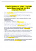 LMRT Assessment Exam #1(2024) Latest Questions And  verified complete Answers