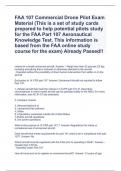 FAA 107 Commercial Drone Pilot Exam Material (This is a set of study cards prepared to help potential pilots study for the FAA Part 107 Aeronautical Knowledge Test. This information is based from the FAA online study course for the exam) Already Passed!!