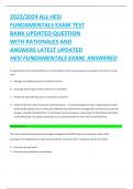 2023/2024 ALL HESI  FUNDAMENTALS EXAM TEST  BANK UPDATED QUESTION  WITH RATIONALES AND  ANSWERS LATEST UPDATED  HESI FUNDAMENTALS EXAM, ANSWERED