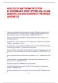 WGU D128 MATHEMATICS FOR ELEMENTARY EDUCATORS OA EXAM QUESTIONS AND CORRECT VERIFIED ANSWERS 