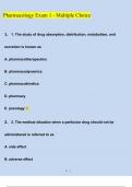 ATI PHARMACOLOGY PROCTORED EXAM 1 Multiple Choice (2024/2025) Newest Questions and Answers (Verified Answers)