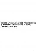 NSG 6001 WEEK 4 ADVANCED PRACTICE QUIZ QUESTIONS AND ANSWERS (UPDATED) LATEST ASSURED A+.