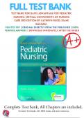Test Bank for Davis Advantage for Pediatric Nursing Critical Components of Nursing Care, 3rd Edition by Kathryn Rudd | 9781719645706 | All Chapters with Answers and Rationals