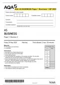 AQA AS BUSINESS Paper 1 Business 1 QP 2023